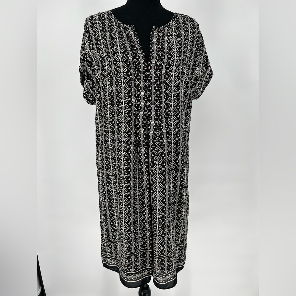 MAX STUDIO BLACK AND TAN SHIFT SLIPON DRESS SOFT AND SILKY - Picture 1 of 8